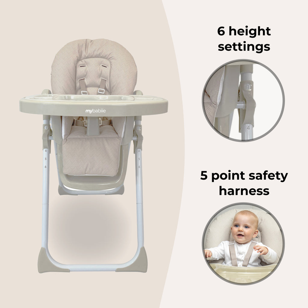 My Babiie Premium Highchair- Herringbone