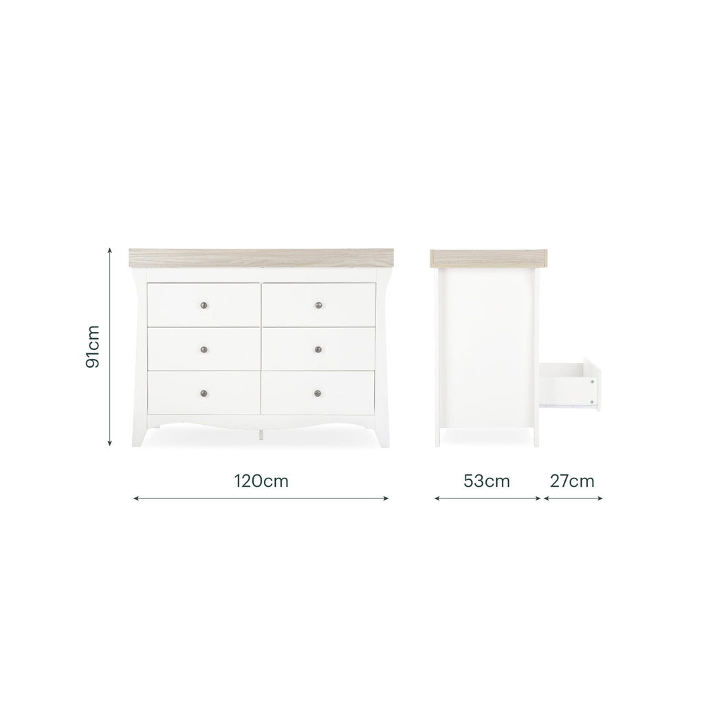 Clara 6 Drawer Dresser - White & Ash