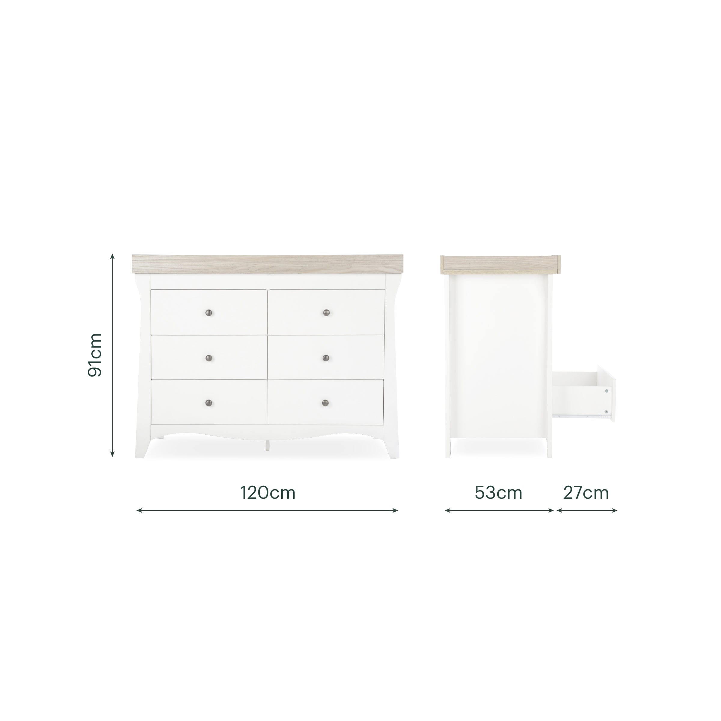 Clara 6 Drawer Dresser - White & Ash