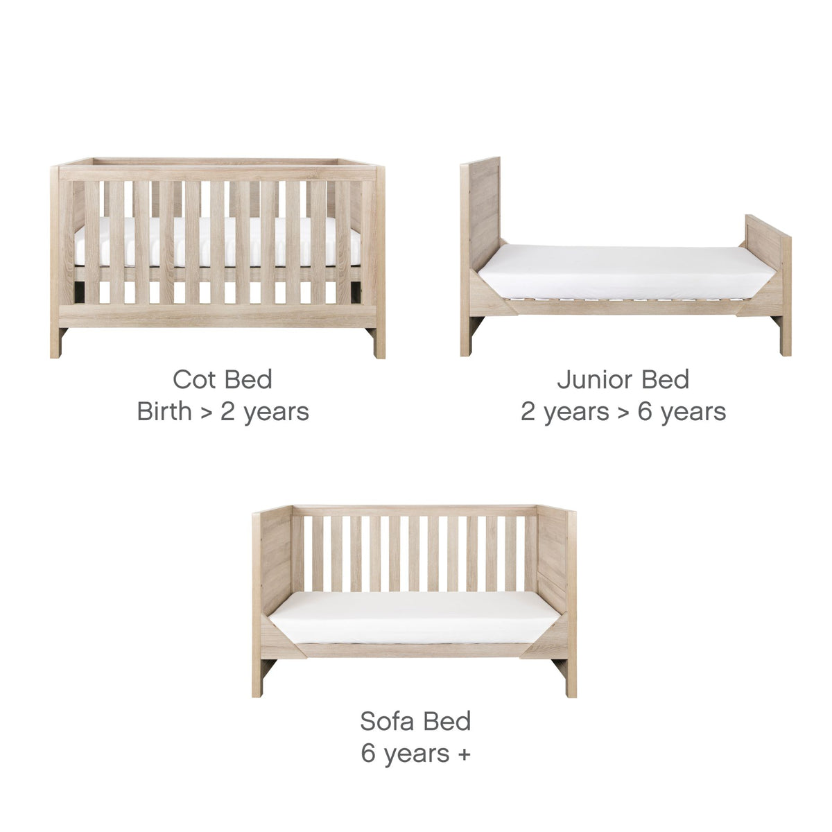 Tuti Bambini Modena 3 Piece Room Set - Oak