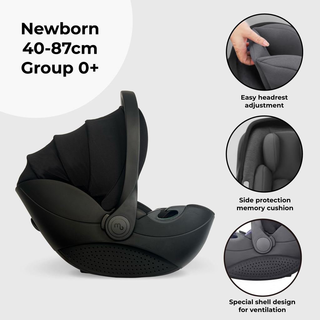 My Babiie MB450 LUXE 3-in-1 Travel System with Rotating Car Seat + Toddler Seat + Base - Feather
