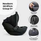 My Babiie MB450 LUXE 3-in-1 Travel System with Rotating Car Seat + Toddler Seat + Base - Feather