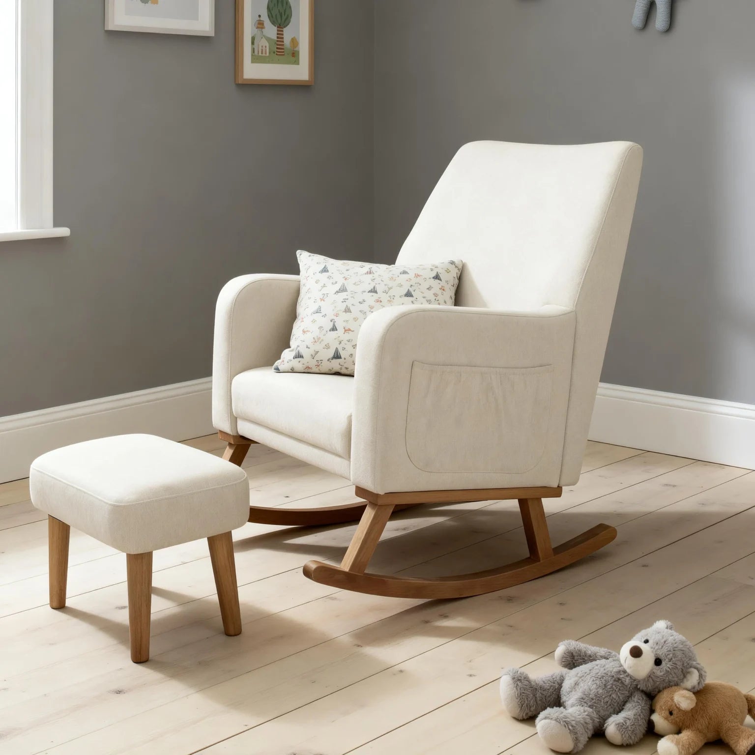 Callie Nursing Chair with Stool – Ivory