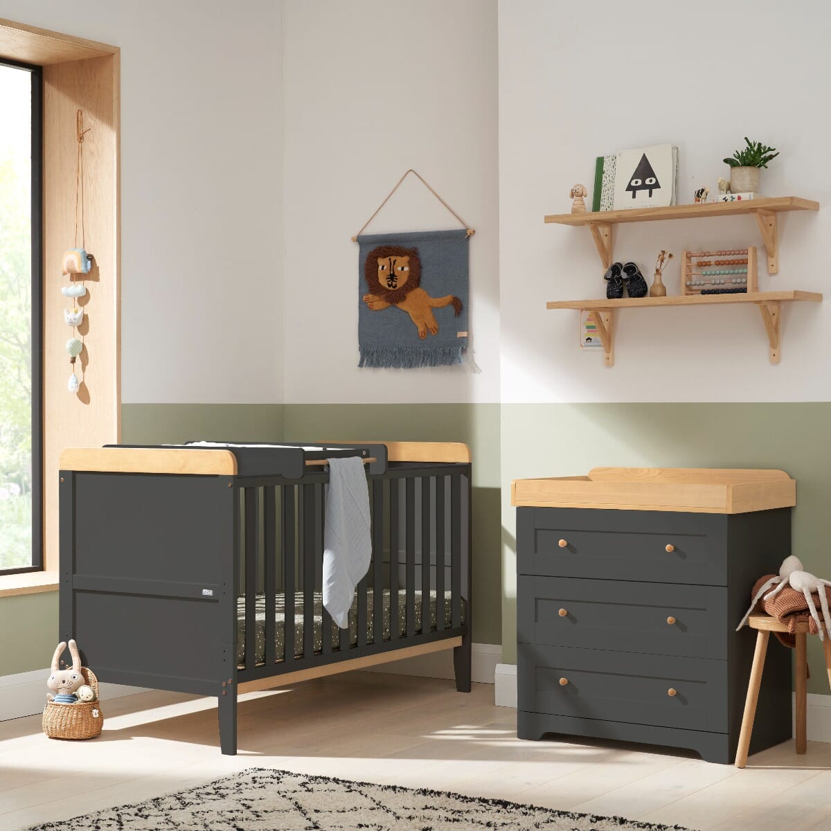 Tutti Bambini Rio 2 Piece Room Set - Honey Oak & Slate Grey