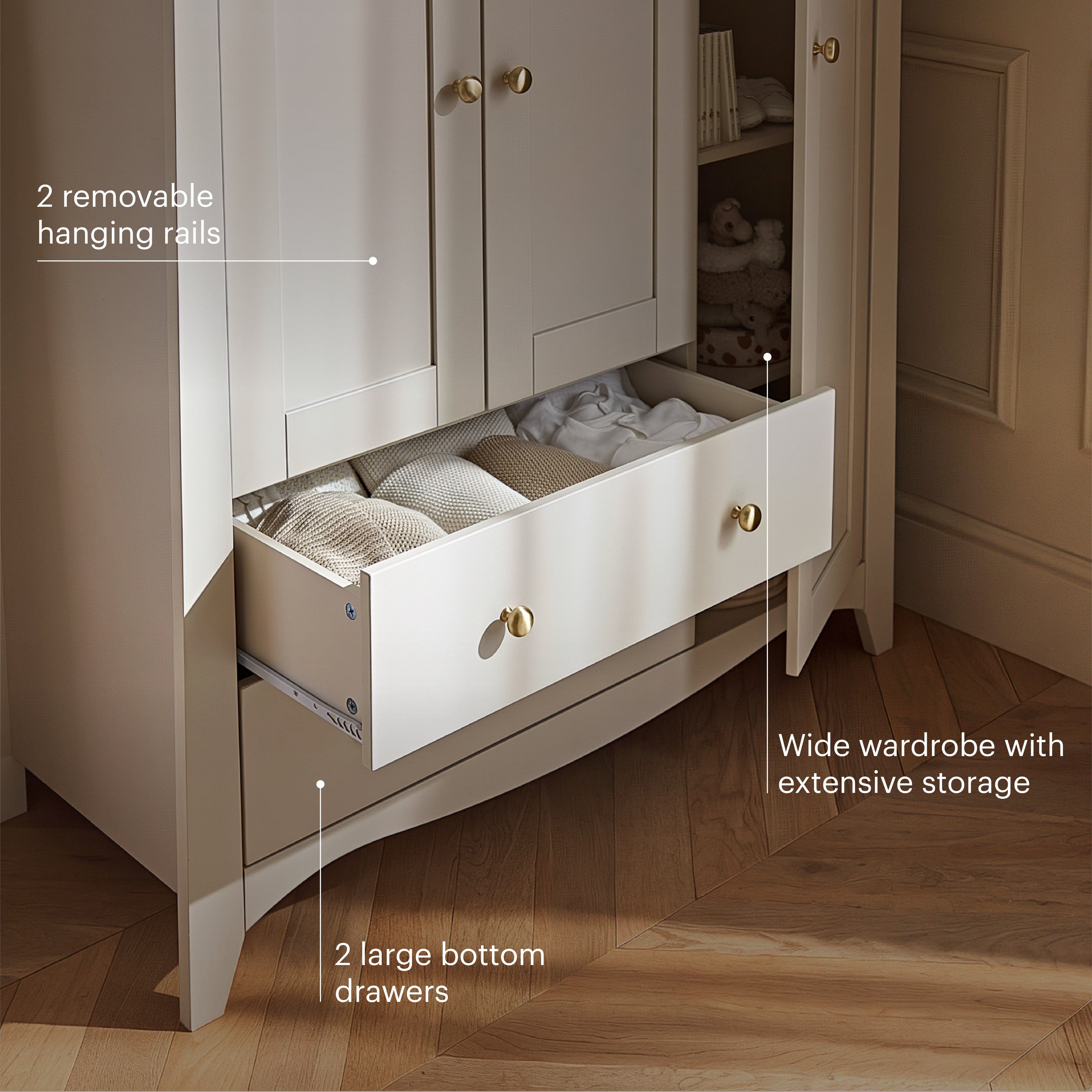 Clara 3 Door Triple Wardrobe - Cashmere & Ash