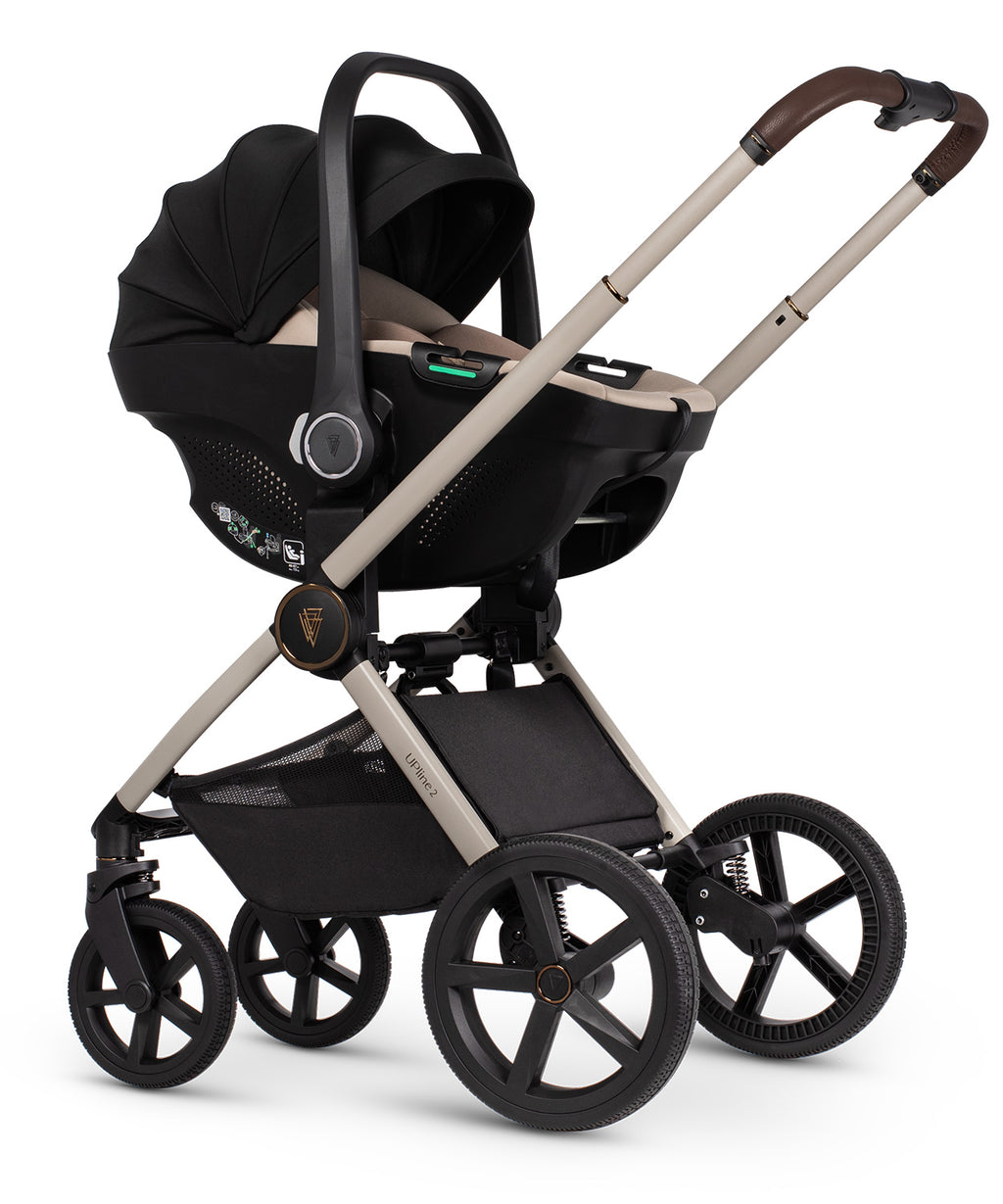 Venicci Upline 2 Stone Beige Pram 3 in 1 Plus Base (Tiago Beige)