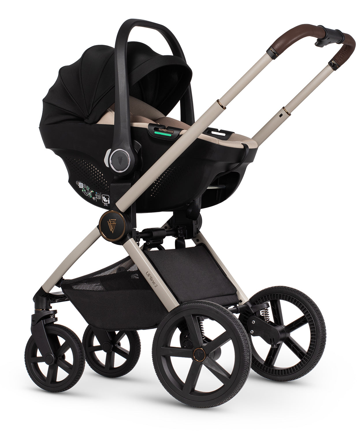 Venicci Upline 2 Stone Beige Pram 3 in 1 Plus Base (Tiago Beige)