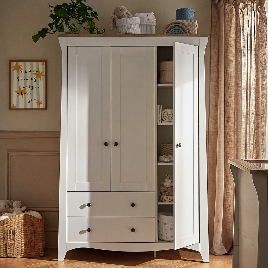 Clara 3 Door Triple Wardrobe - White & Ash