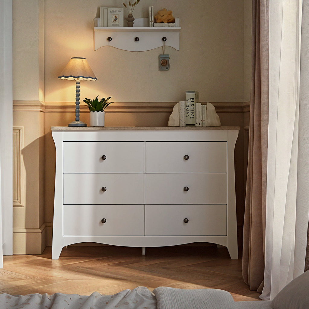 Clara 6 Drawer Dresser - White & Ash
