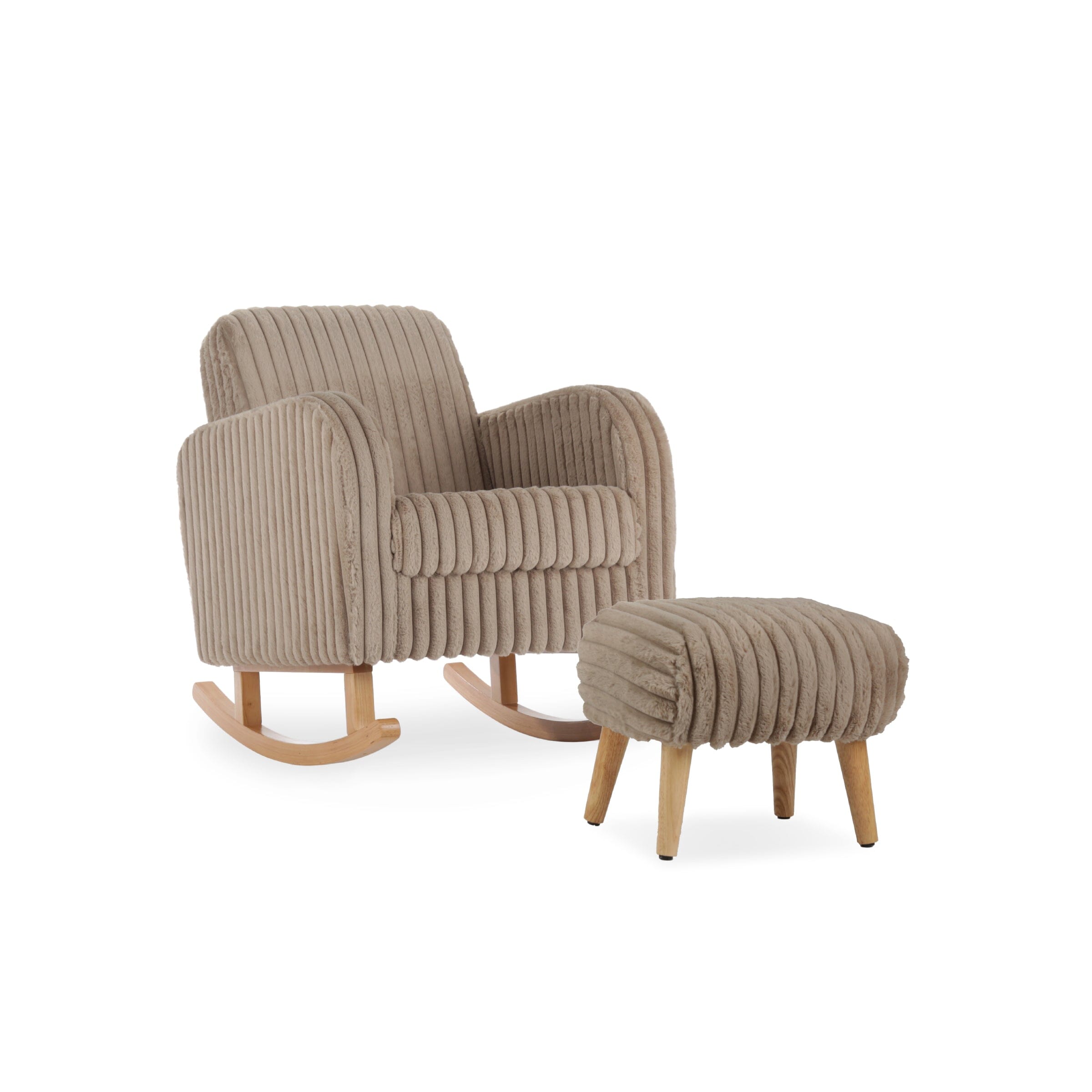 Etta Nursing Chair & Foot stool - Faux Fur Mink