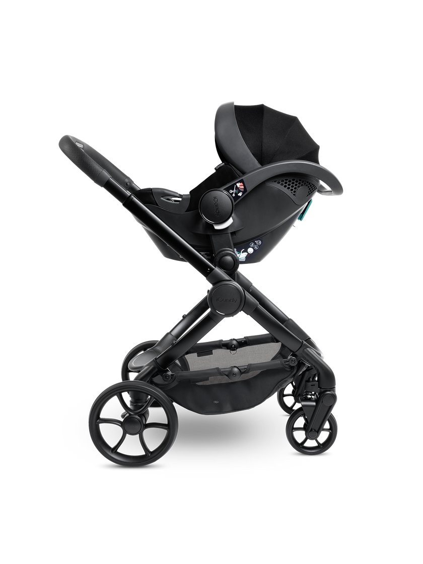 icandy Peach 7 STUDIO Pushchair and Carrycot - Complete Car Seat Bundle- Ultra Matt Black