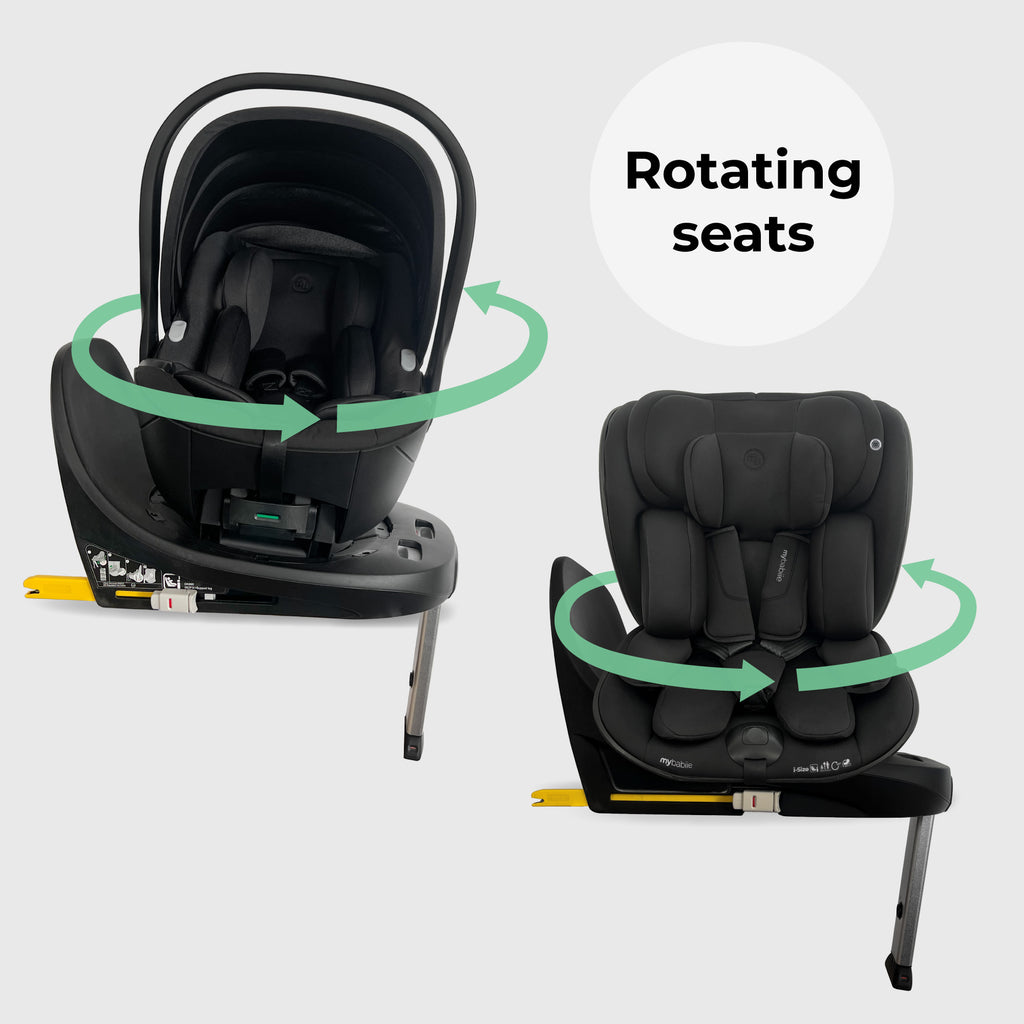 My Babiie MB450 LUXE 3-in-1 Travel System with Rotating Car Seat + Toddler Seat + Base - Feather