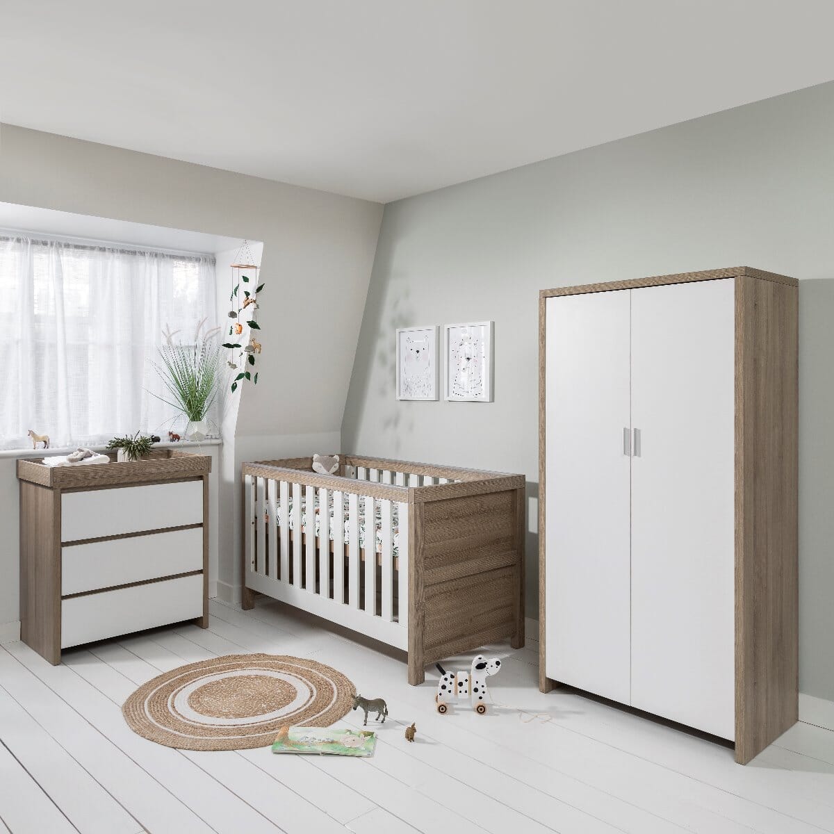 Tuti Bambini Modena 3 Piece Room Set - White/Oak