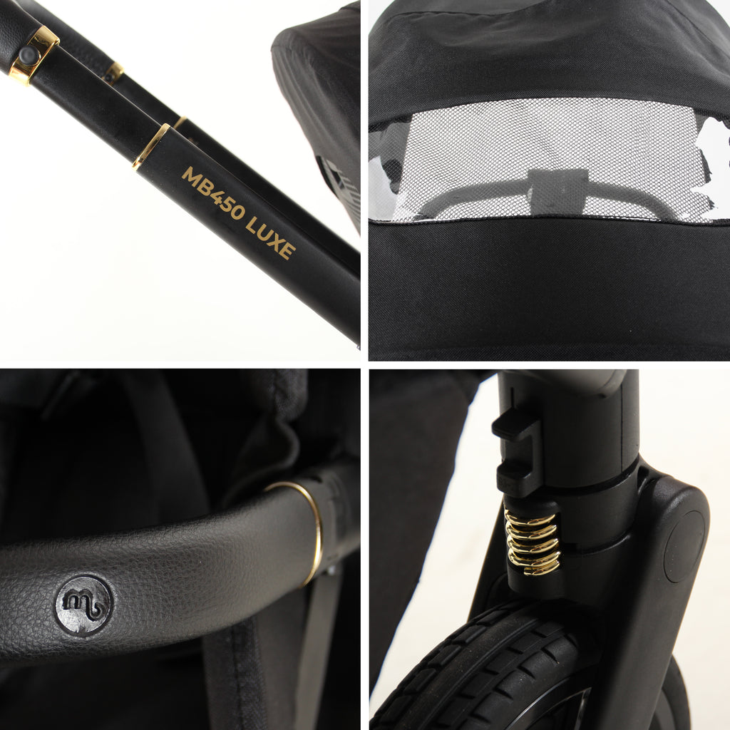 My Babiie MB450 LUXE 3-in-1 Travel System with Rotating Car Seat + Toddler Seat + Base - Black