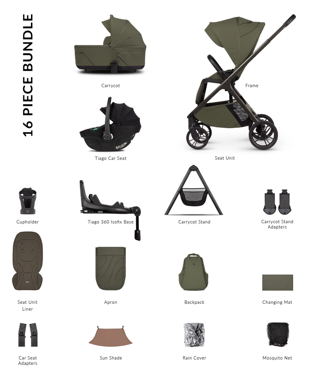Venicci Tila Ultimate Bundle (4 In 1 Plus) Olive- Tiago Black