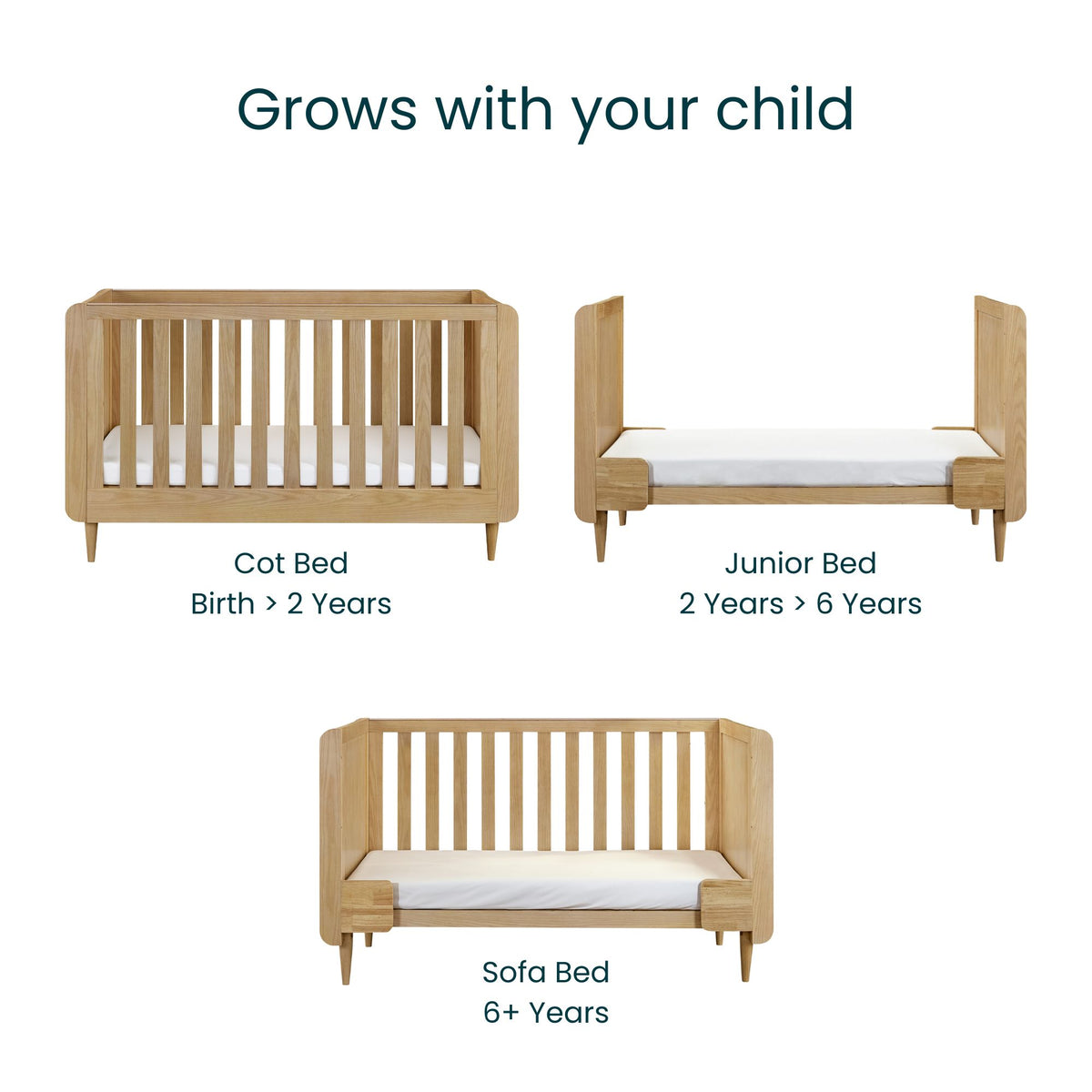 Tutti Bambini Japandi Mini Cot Bed - Light Oak