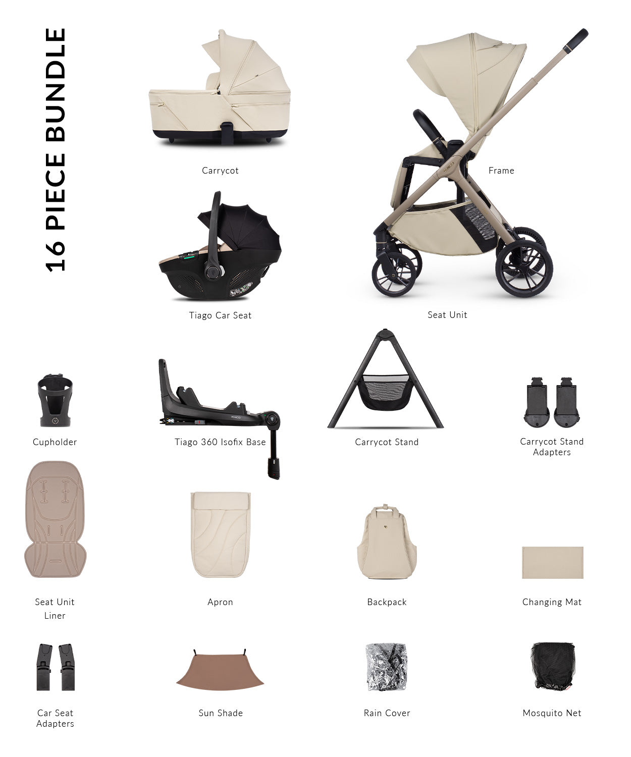 Venicci Tila Ultimate Bundle (4 In 1 Plus) Sabbia- Tiago Beige