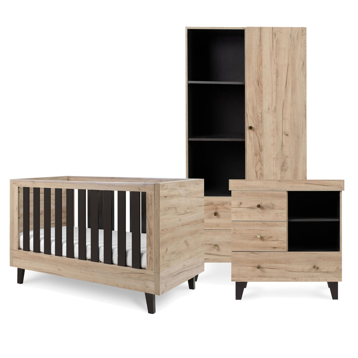 Tutti Bambini Como 3 Piece Room Set - Distressed Oak/Slate Grey