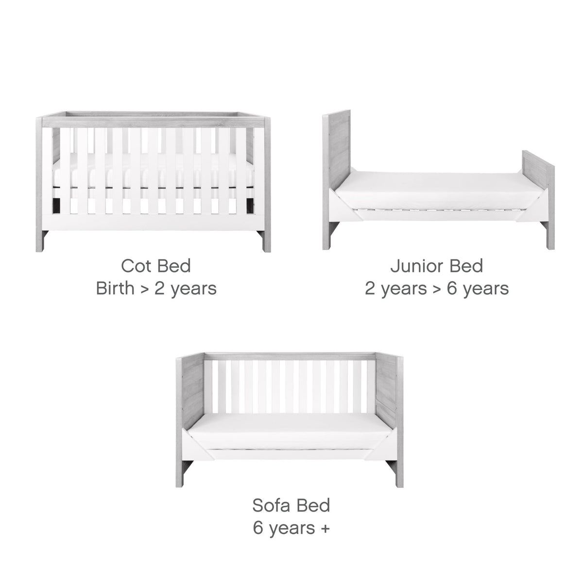 Tuti Bambini Modena 2 Piece Room Set - Grey Ash/White
