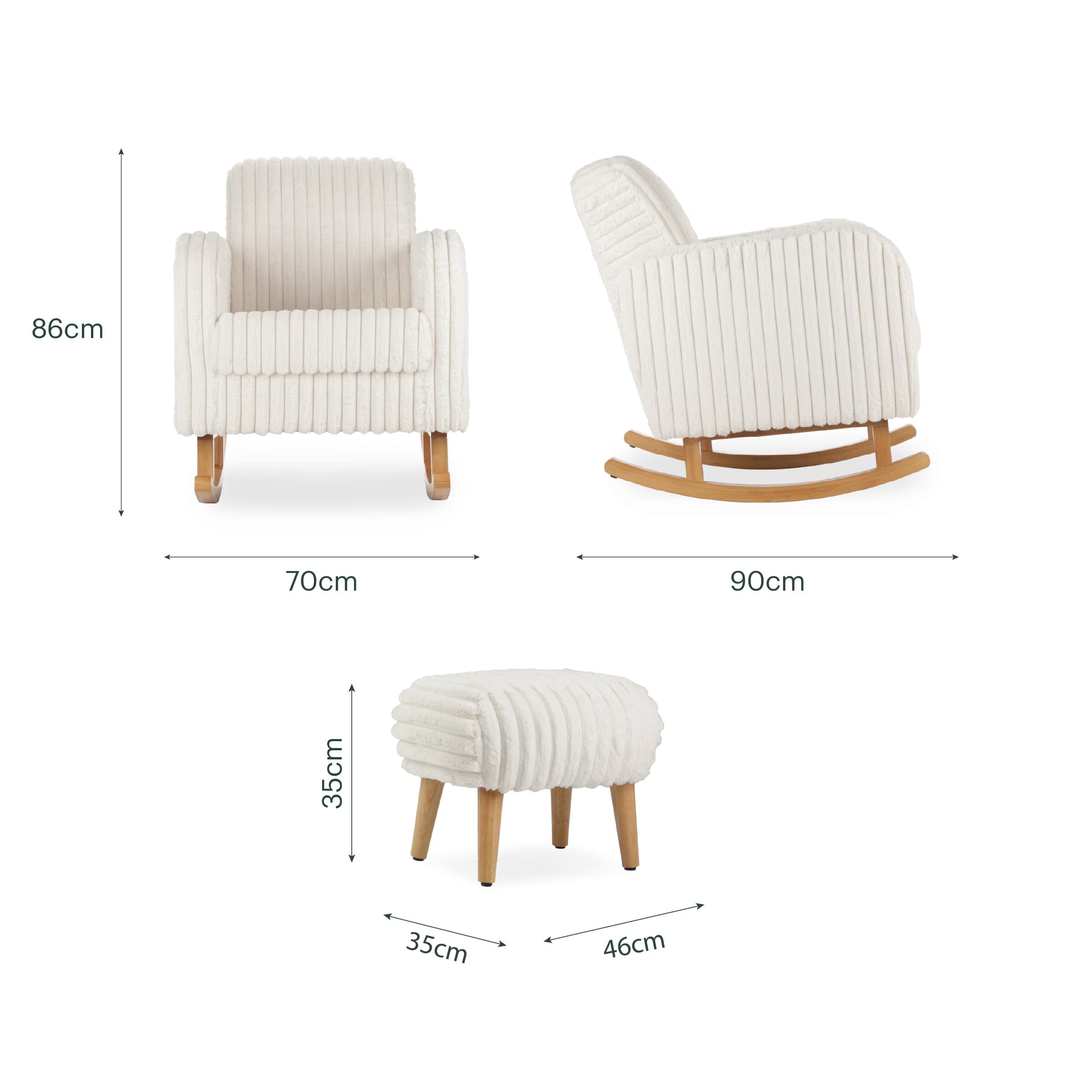 Etta Nursing Chair & Foot stool - Faux Fur Cream