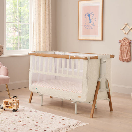 CoZee XL Bedside Crib & Cot Walnut/Ecru