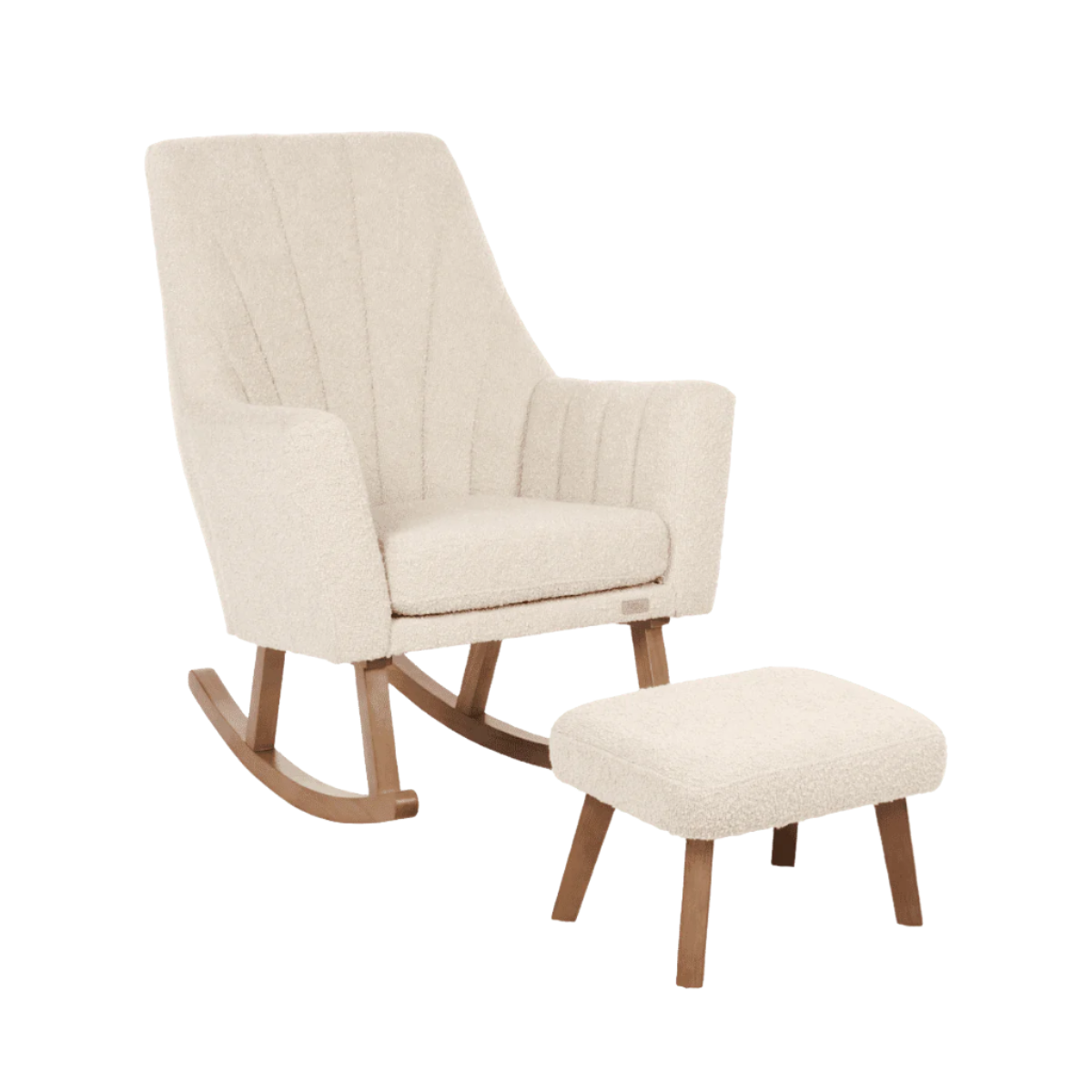 Tutti Bambi Jonah Luxe Rocking Chair & Foot Stool - Boucle Mushroom