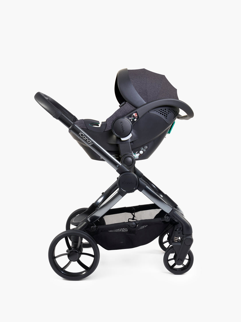 icandy Peach 7 Dark Grey Pushchair and Carrycot - Complete Car Seat Bundle