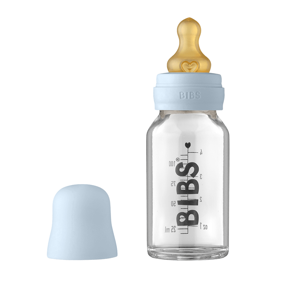 Bibs Baby Glass Bottle Complete Set 110ml - Baby Blue