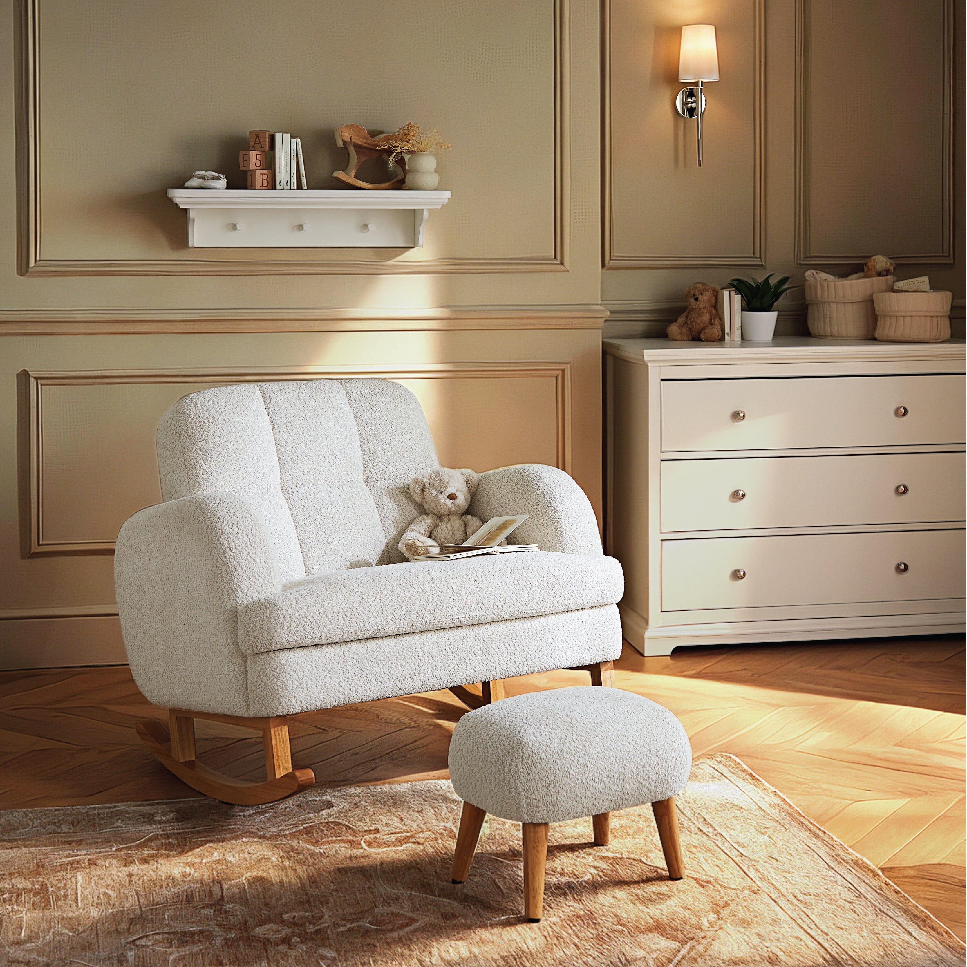 Etta Cuddle Nursing Chair & Foot stool - Boucle Off White