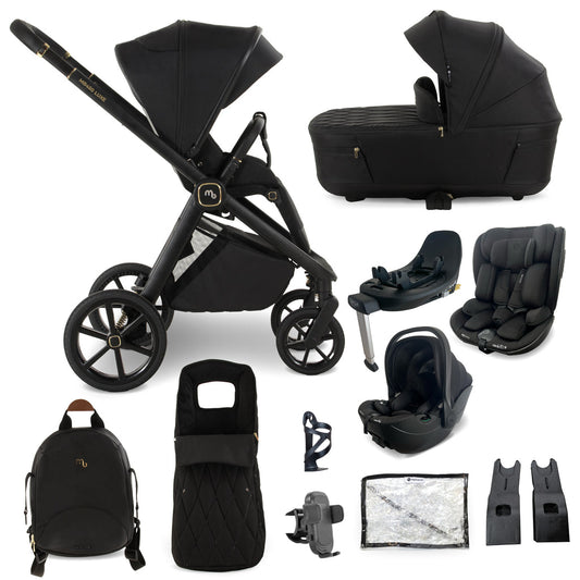 My Babiie MB450 LUXE 3-in-1 Travel System with Rotating Car Seat + Toddler Seat + Base - Black