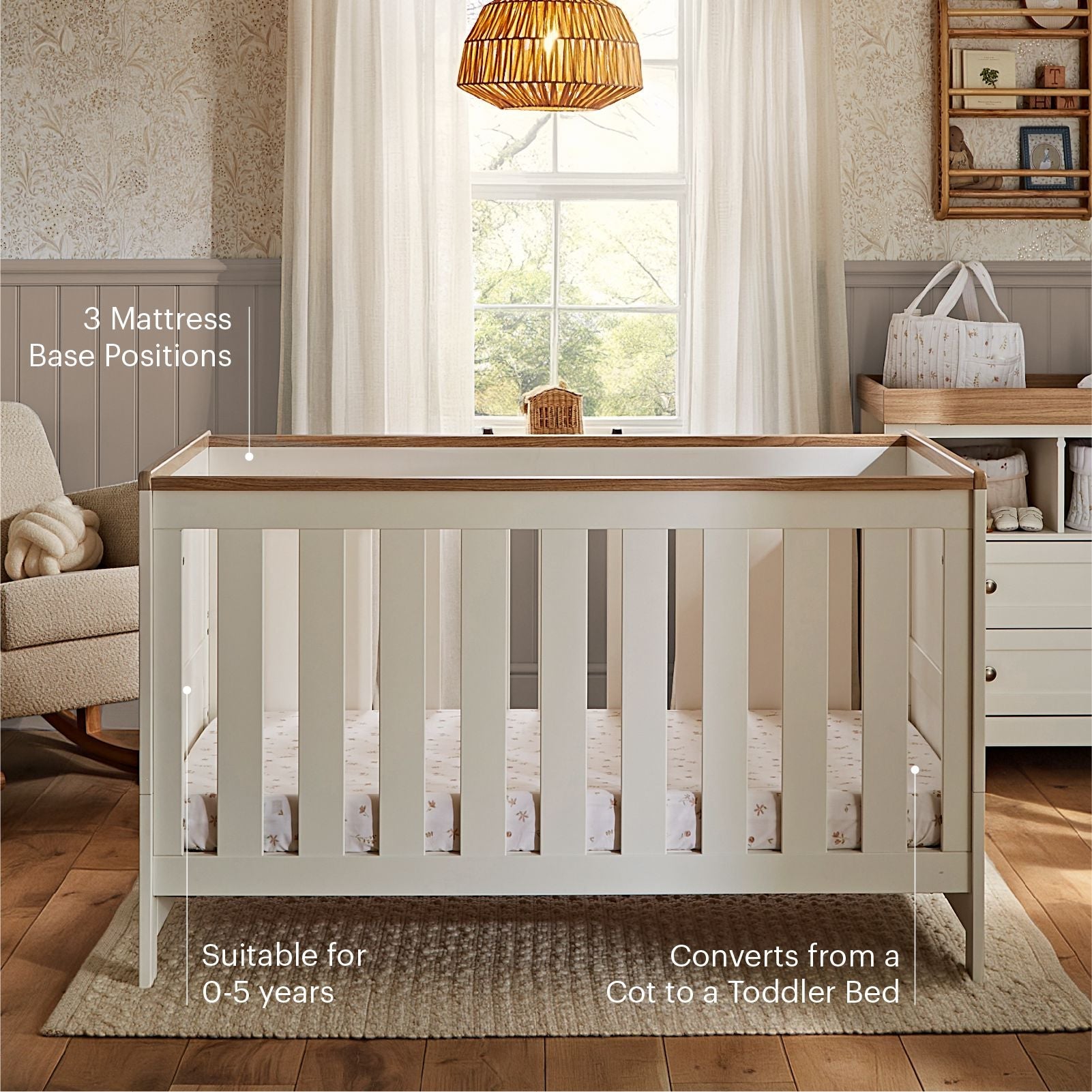 Burford Cot Bed - White & Oak