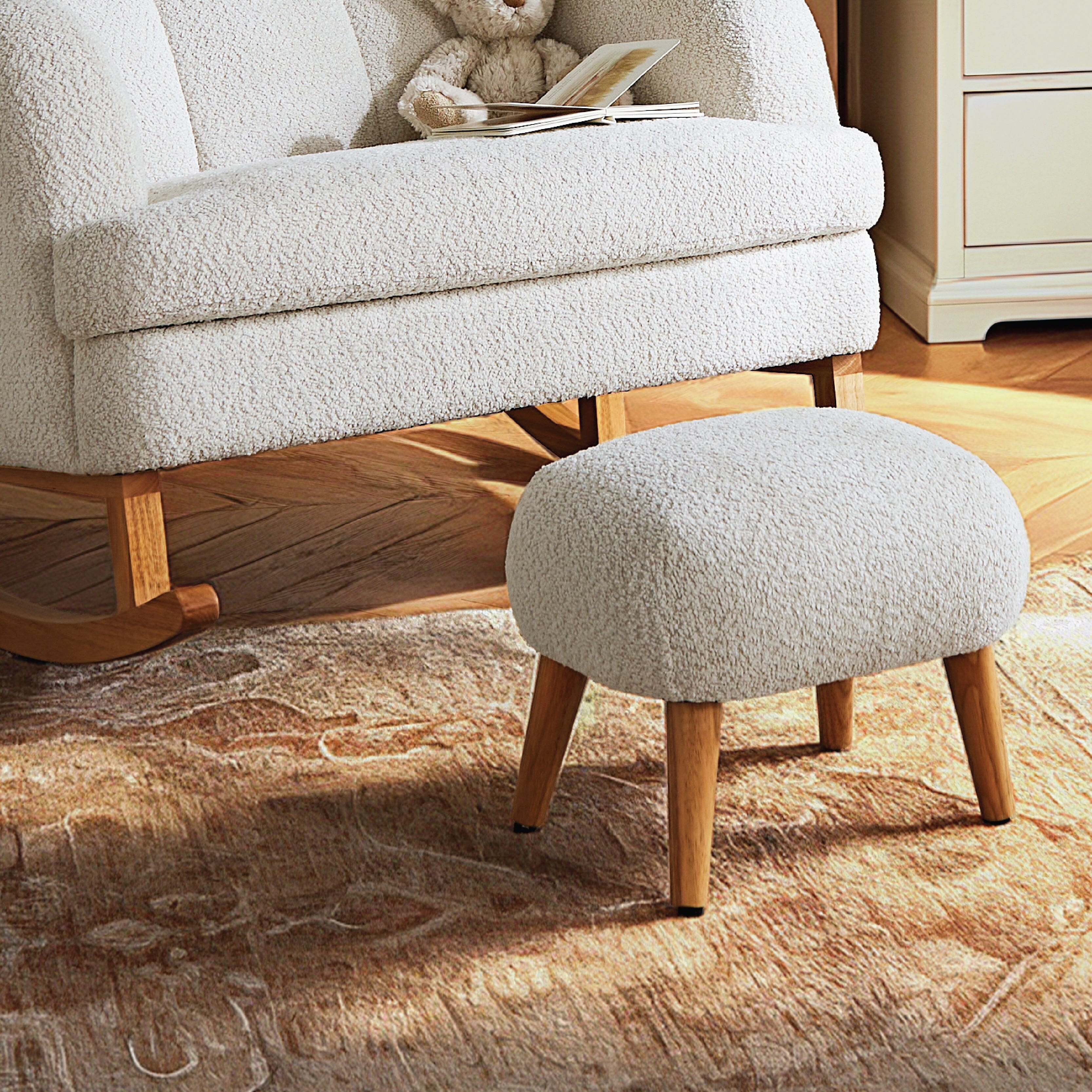 Etta Cuddle Nursing Chair & Foot stool - Boucle Off White