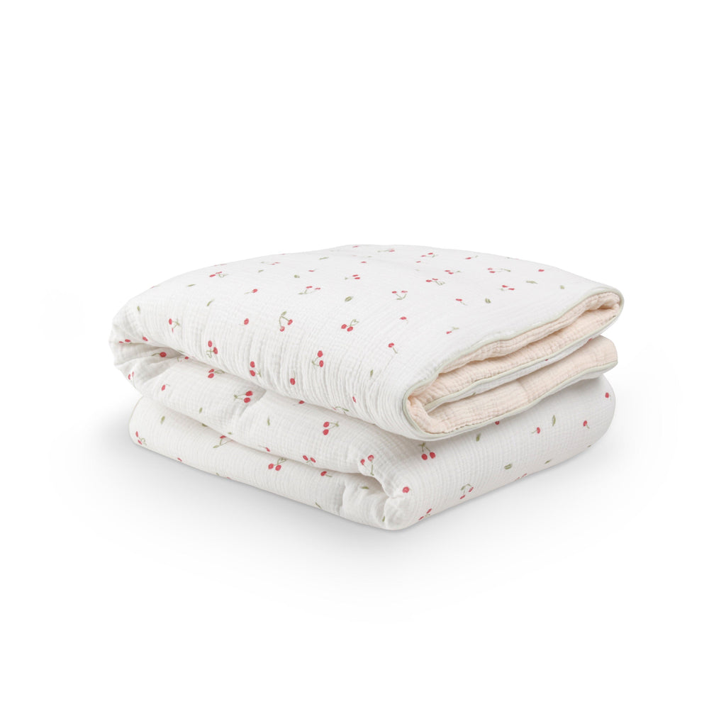 Cot Bed Quilt - Ditsy Cherry