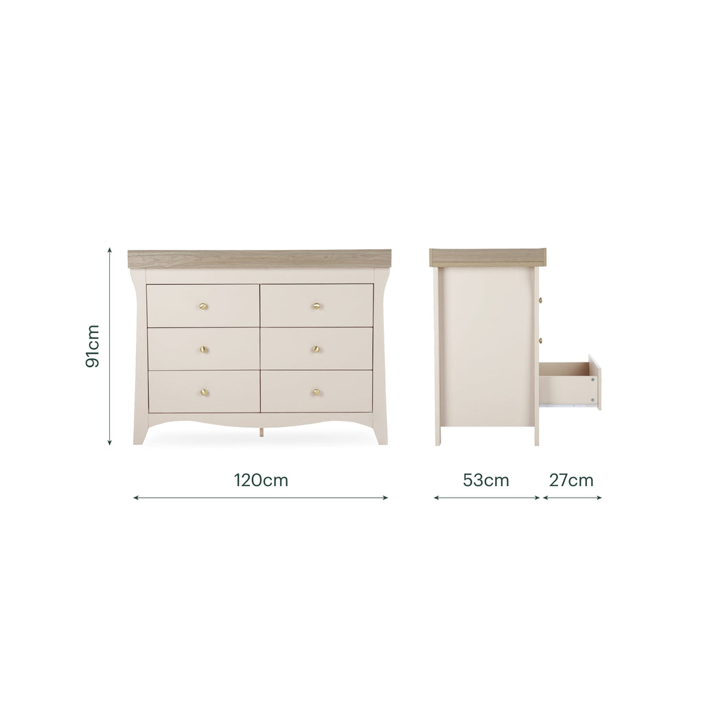 Clara 6 Drawer Dresser - Cashmere & Ash