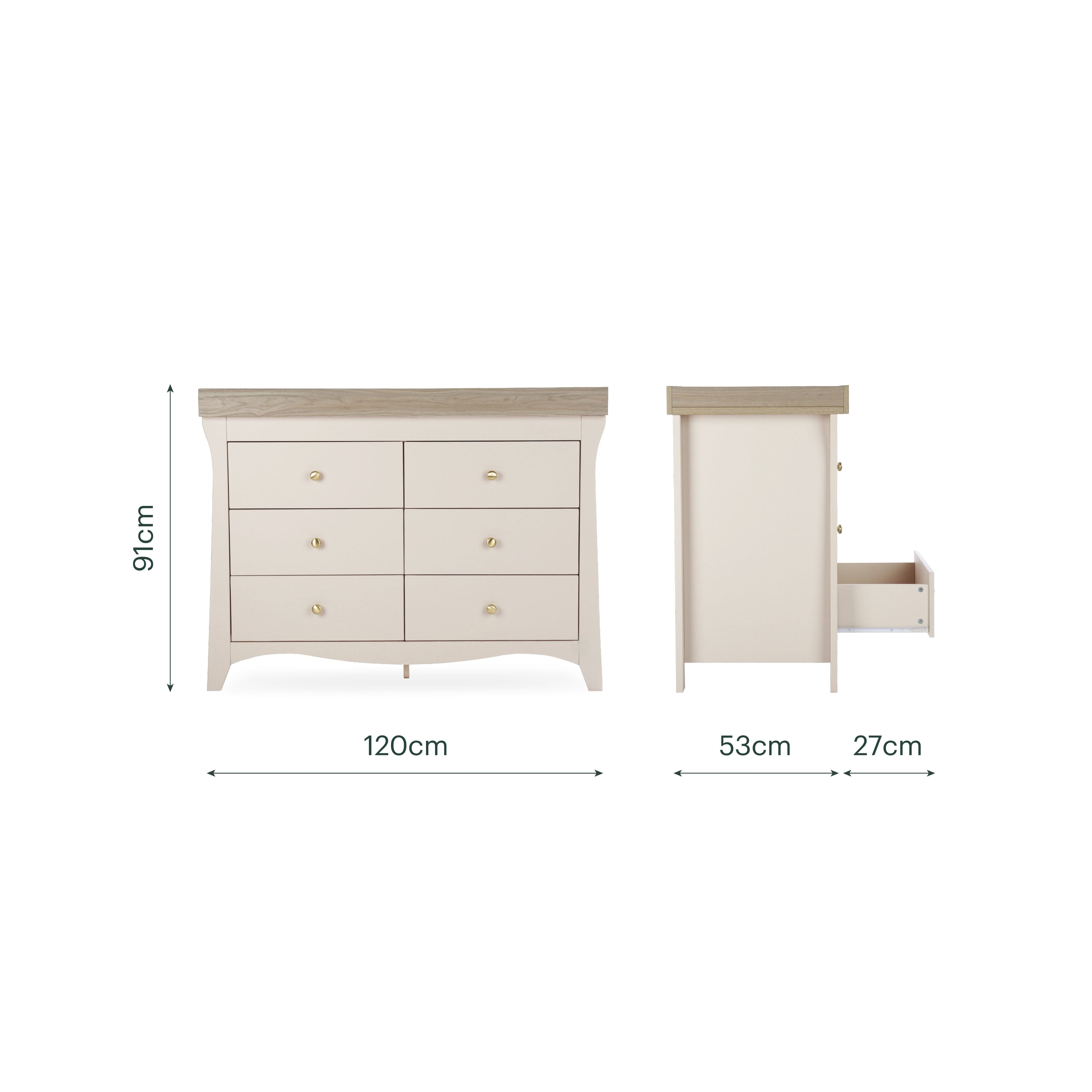 Clara 6 Drawer Dresser - Cashmere & Ash