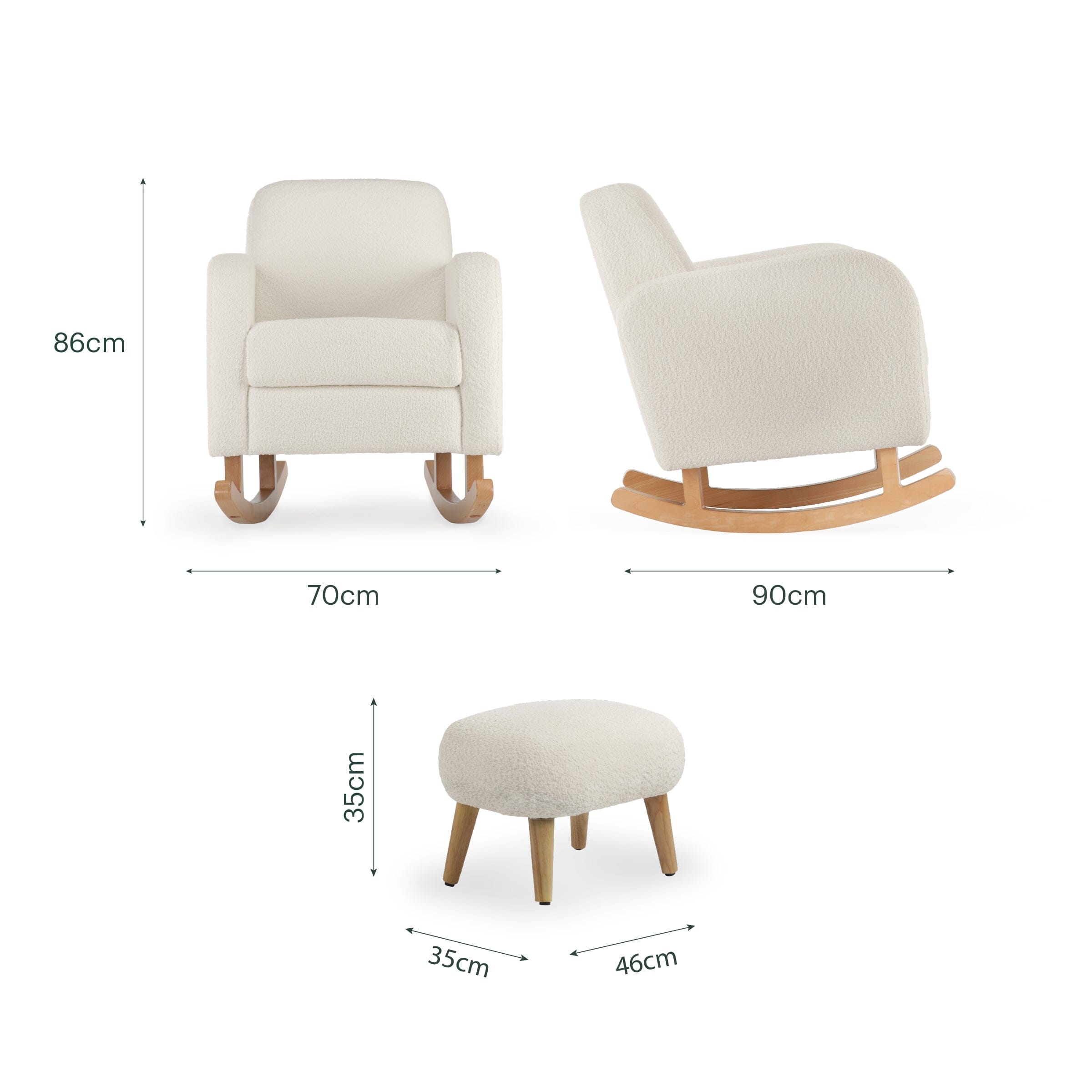 Etta Nursing Chair & Foot stool - Boucle Off White