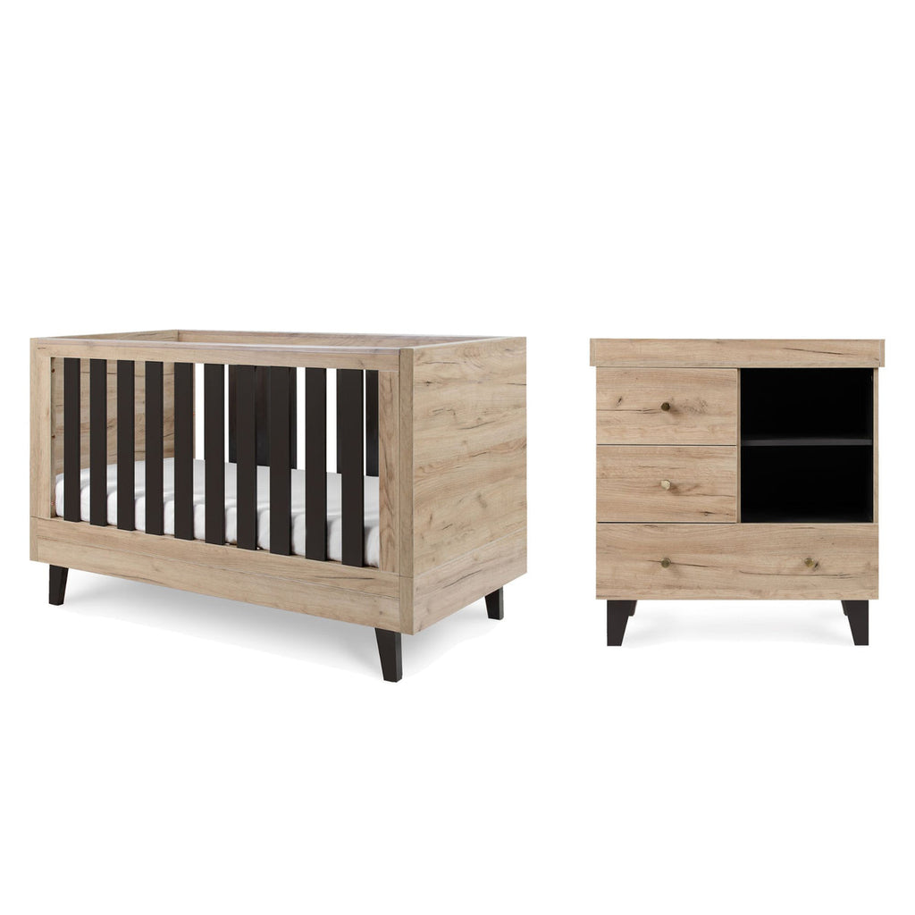 Tutti Bambini Como 3 Piece Room Set - Distressed Oak/Slate Grey