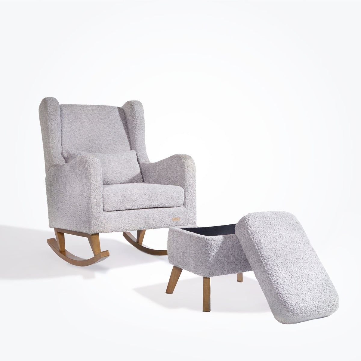 Tutti Bambini Harper Wingback Rocking Chair & Footstool - Cloud Grey