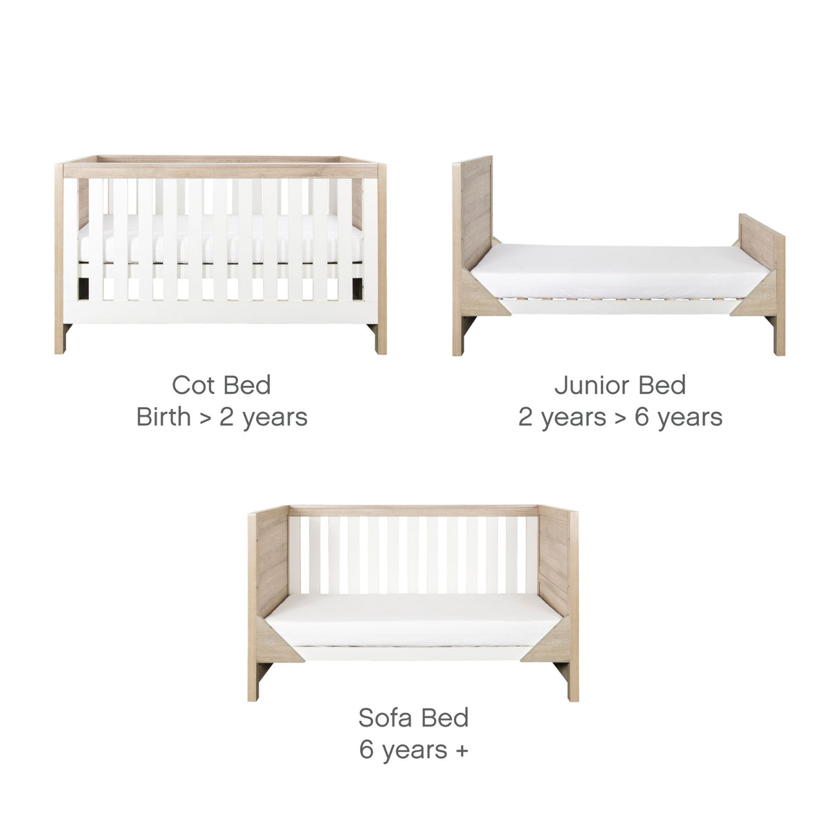 Tuti Bambini Modena 2 Piece Room Set - White/Oak