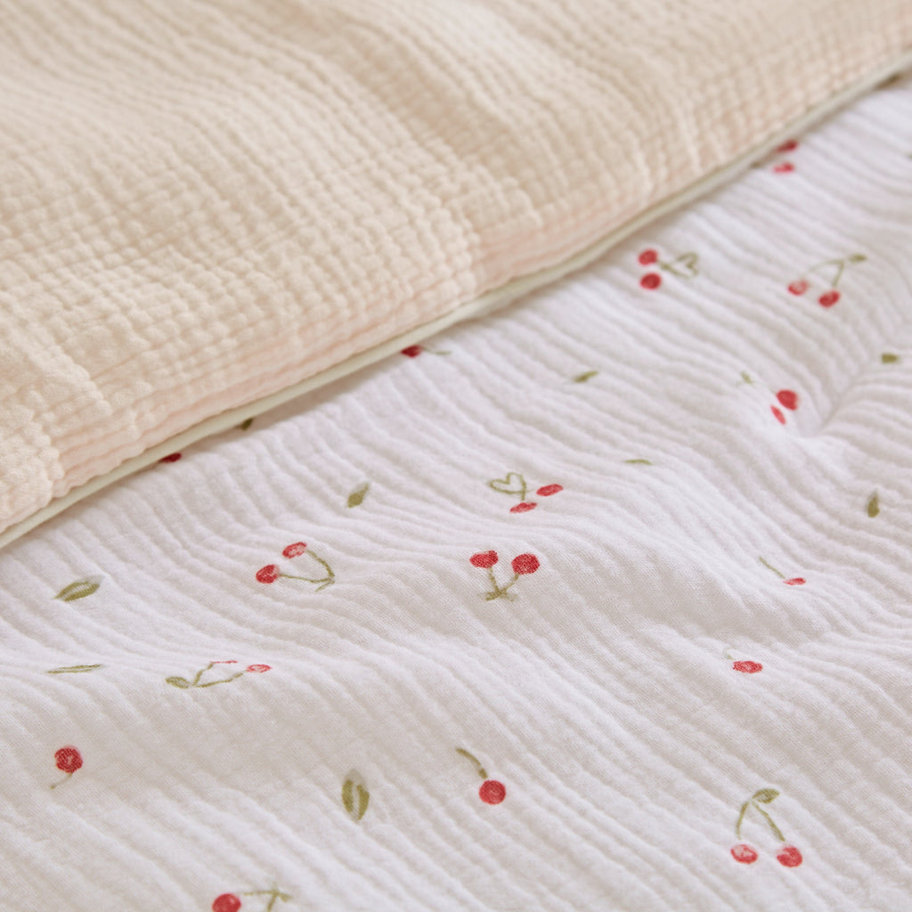 Cot Bed Quilt - Ditsy Cherry
