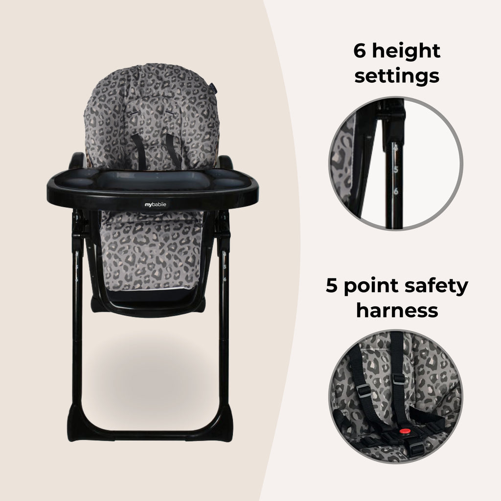 My Babiie Premium Highchair-Black Leopard