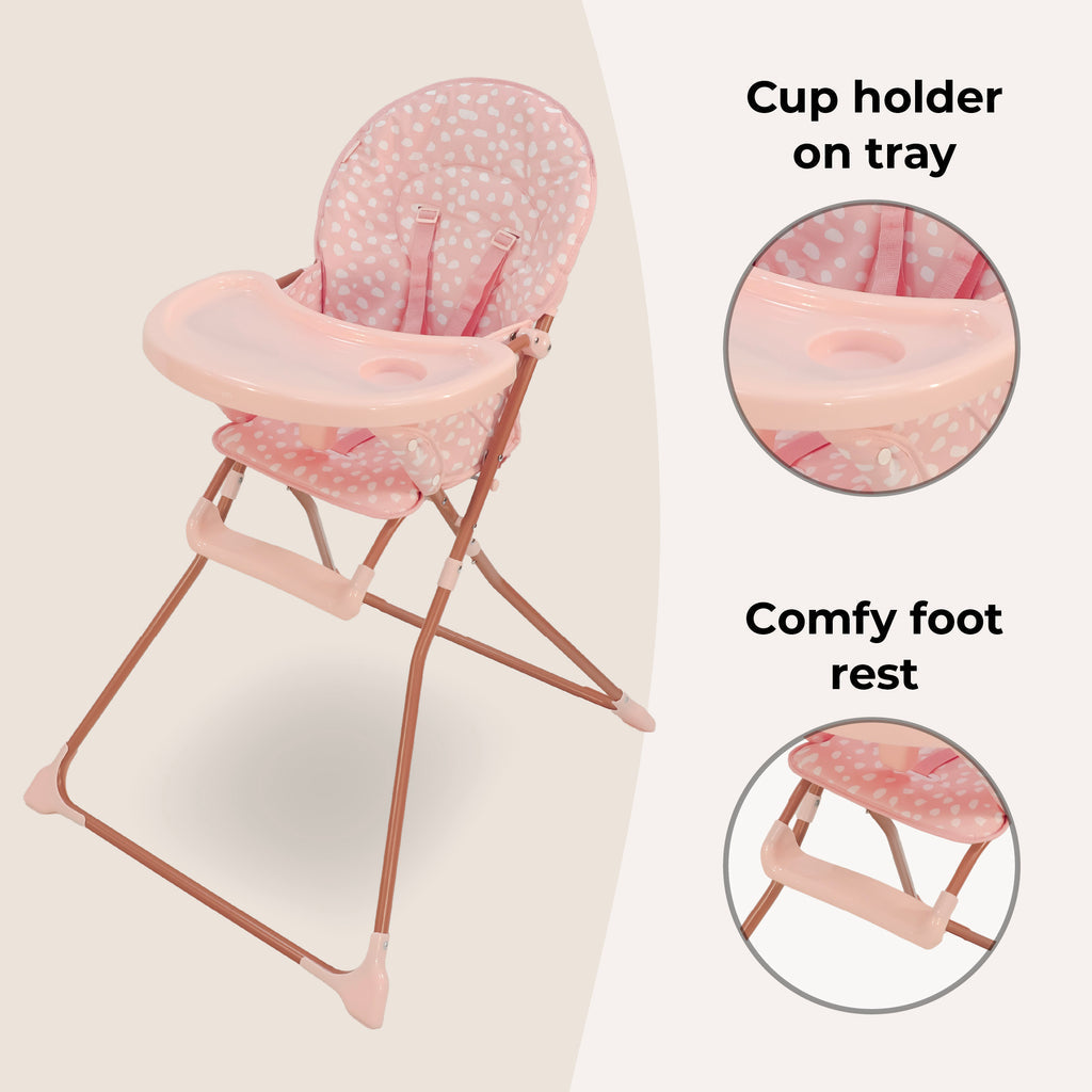 My Babiie Compact Highchair- Pink Dalmatian