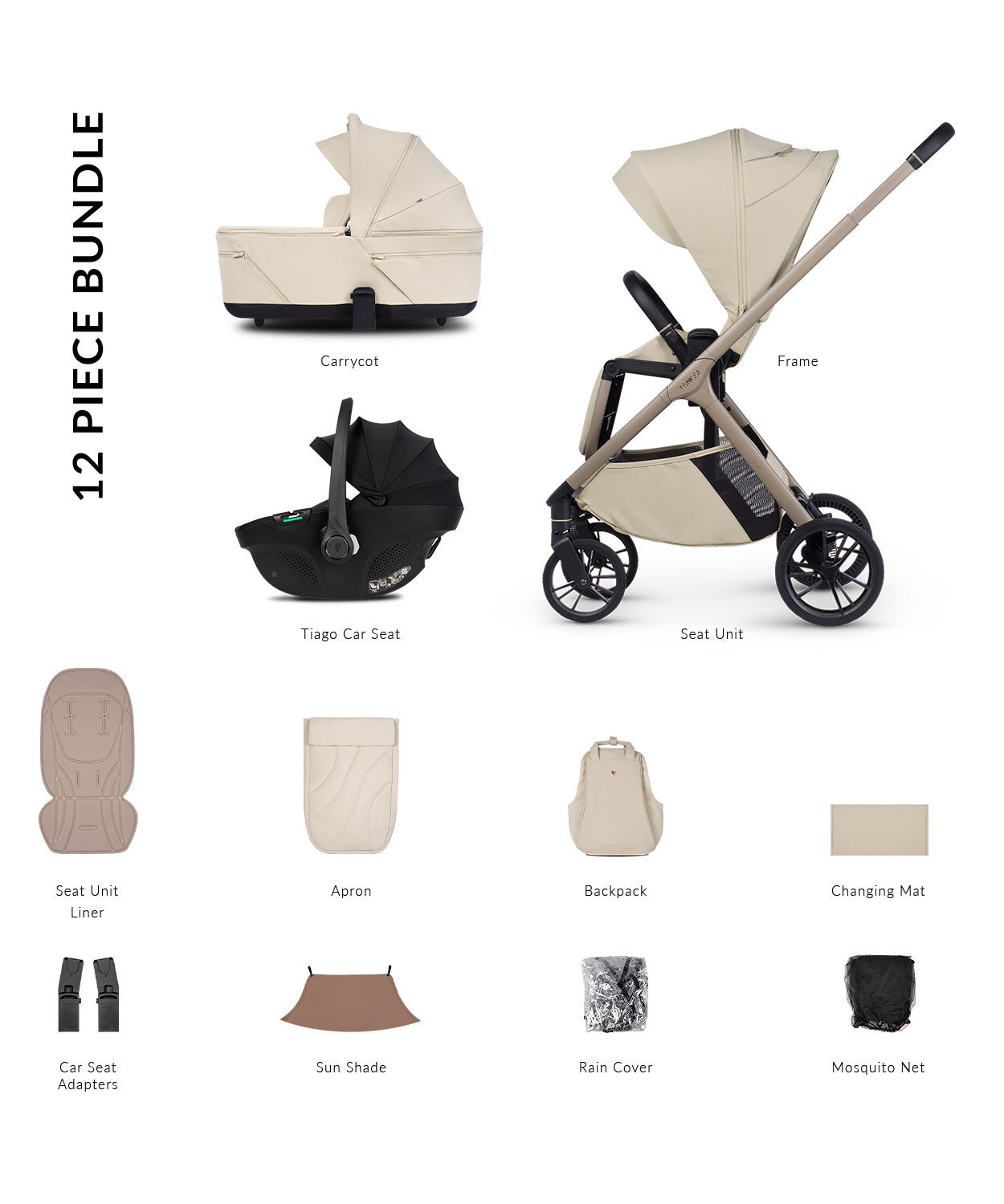 Venicci Tila Comfort Bundle (3 In 1) Sabbia- Tiago Black