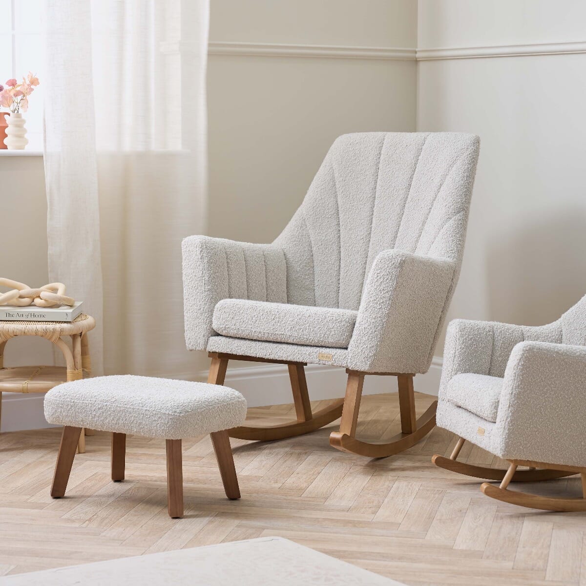 Tutti Bambi Jonah Luxe Rocking Chair & Foot Stool - Boucle Mushroom
