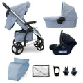 My Babiie MB200i 3-in-1 Travel System with i-Size Car Seat - Dani Dyer Blue Plaid
