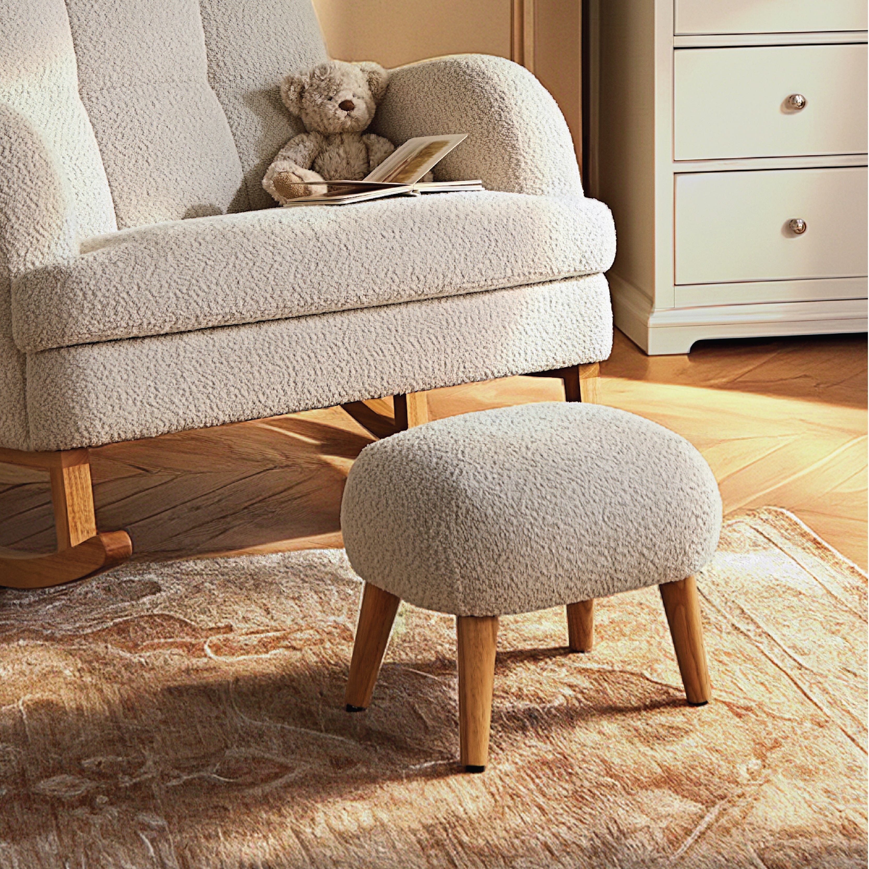Etta Cuddle Nursing Chair & Foot stool - Boucle Off White