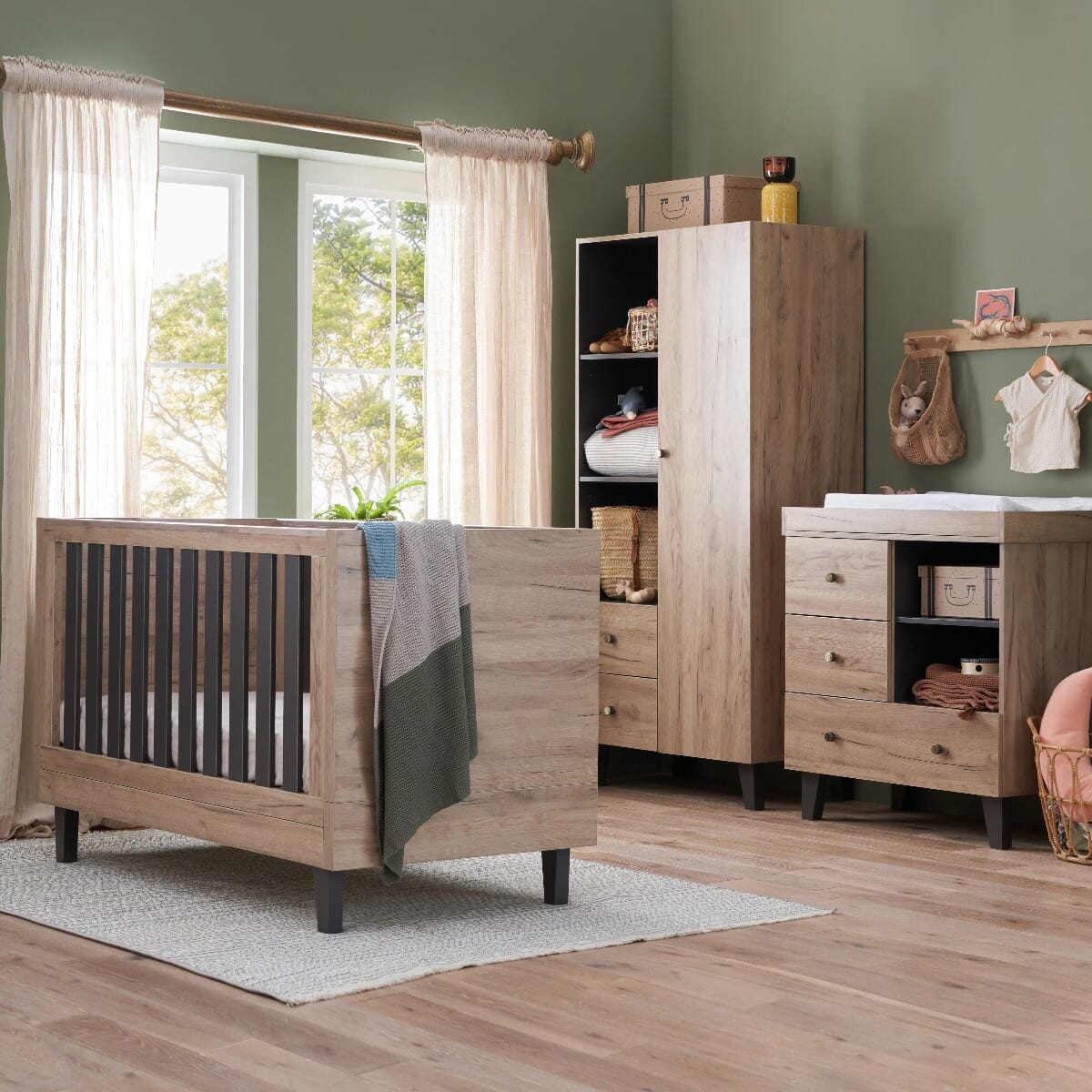 Tutti Bambini Como 3 Piece Room Set - Distressed Oak/Slate Grey