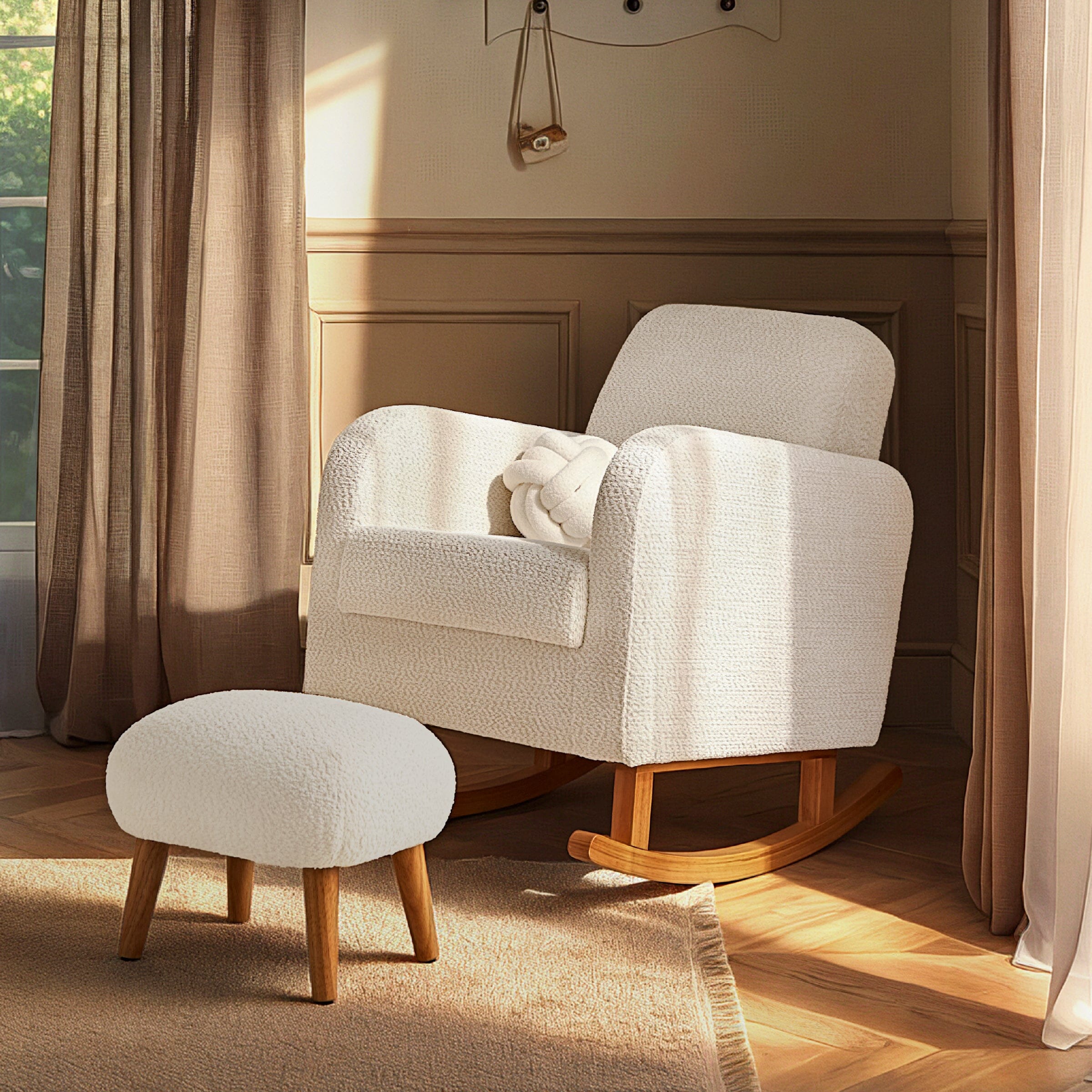 Etta Nursing Chair & Foot stool - Boucle Off White