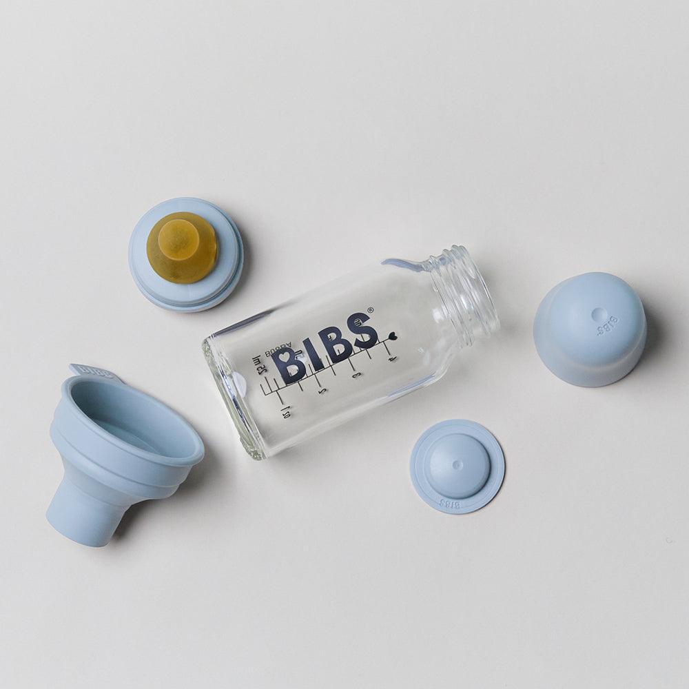 Bibs Baby Glass Bottle Complete Set 110ml - Baby Blue