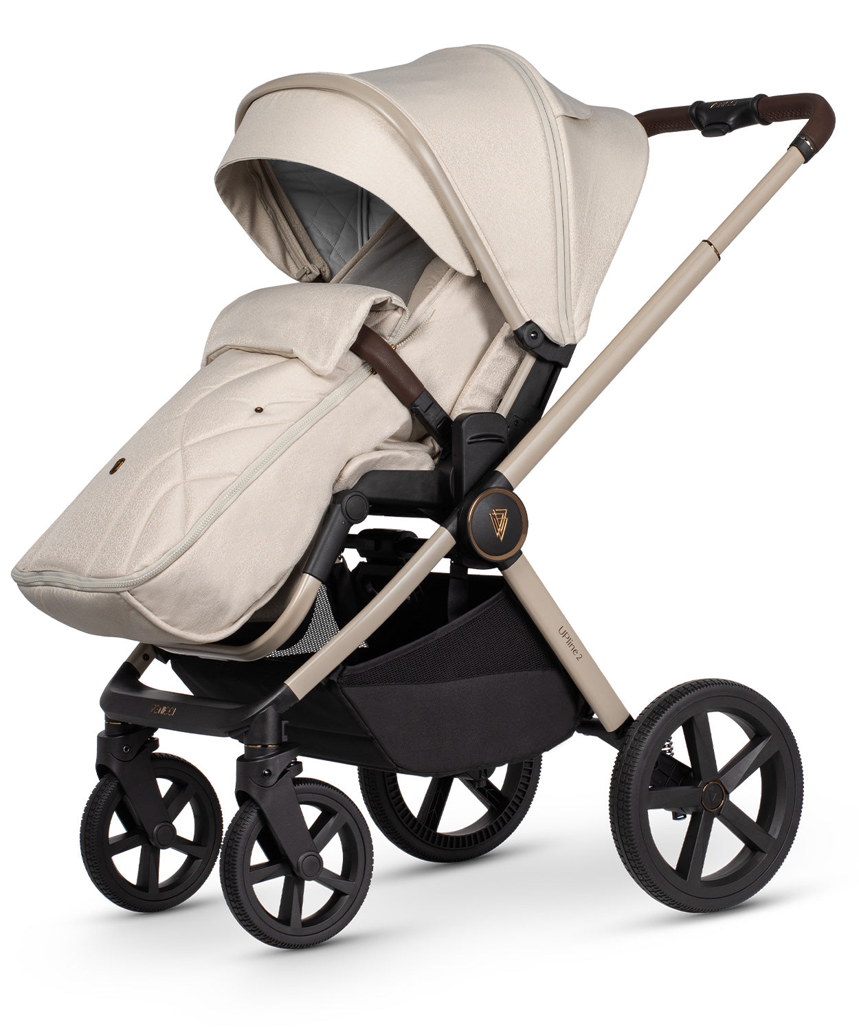 Venicci Upline 2 Stone Beige Pram 3 in 1 Plus Base (Tiago Beige)